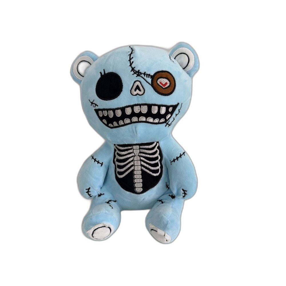 Freaky Fluff Blue Skeleton Bear Plush 12" Spencer's Gothic Halloween Stuffed Toy